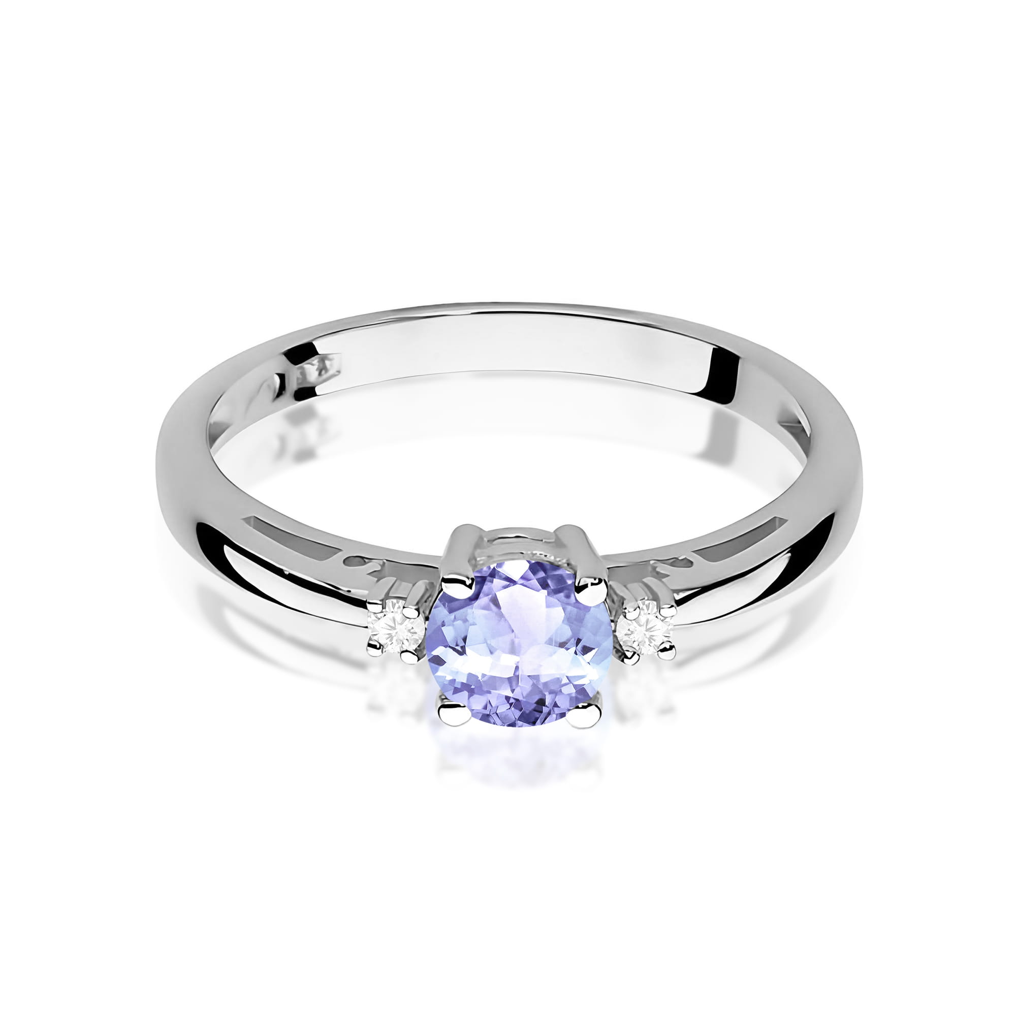 Inel Aur 9K cu Tanzanit 0.50 ct si Diamante Naturale 0.03 ct