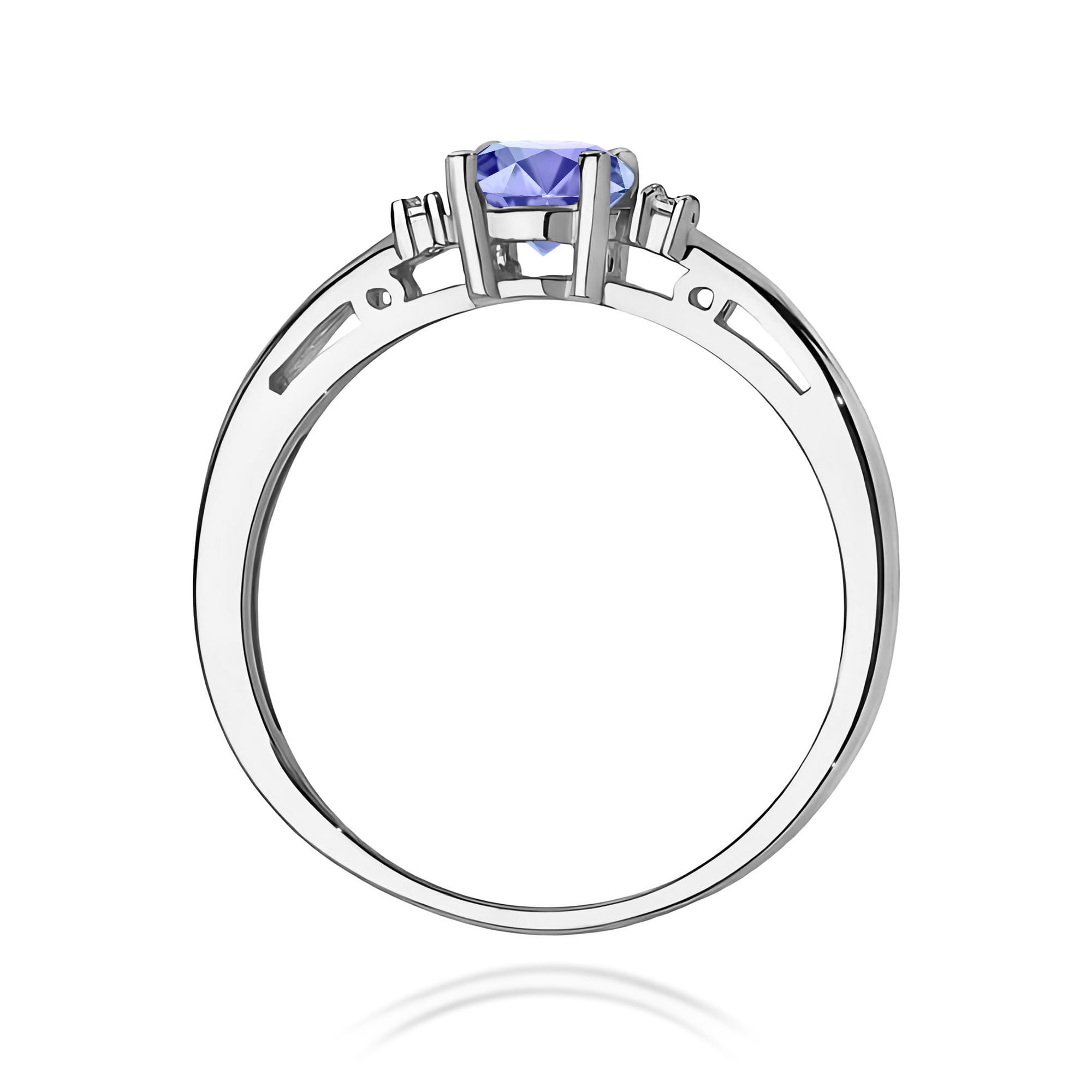 Inel Aur 9K cu Tanzanit 0.50 ct si Diamante Naturale 0.03 ct