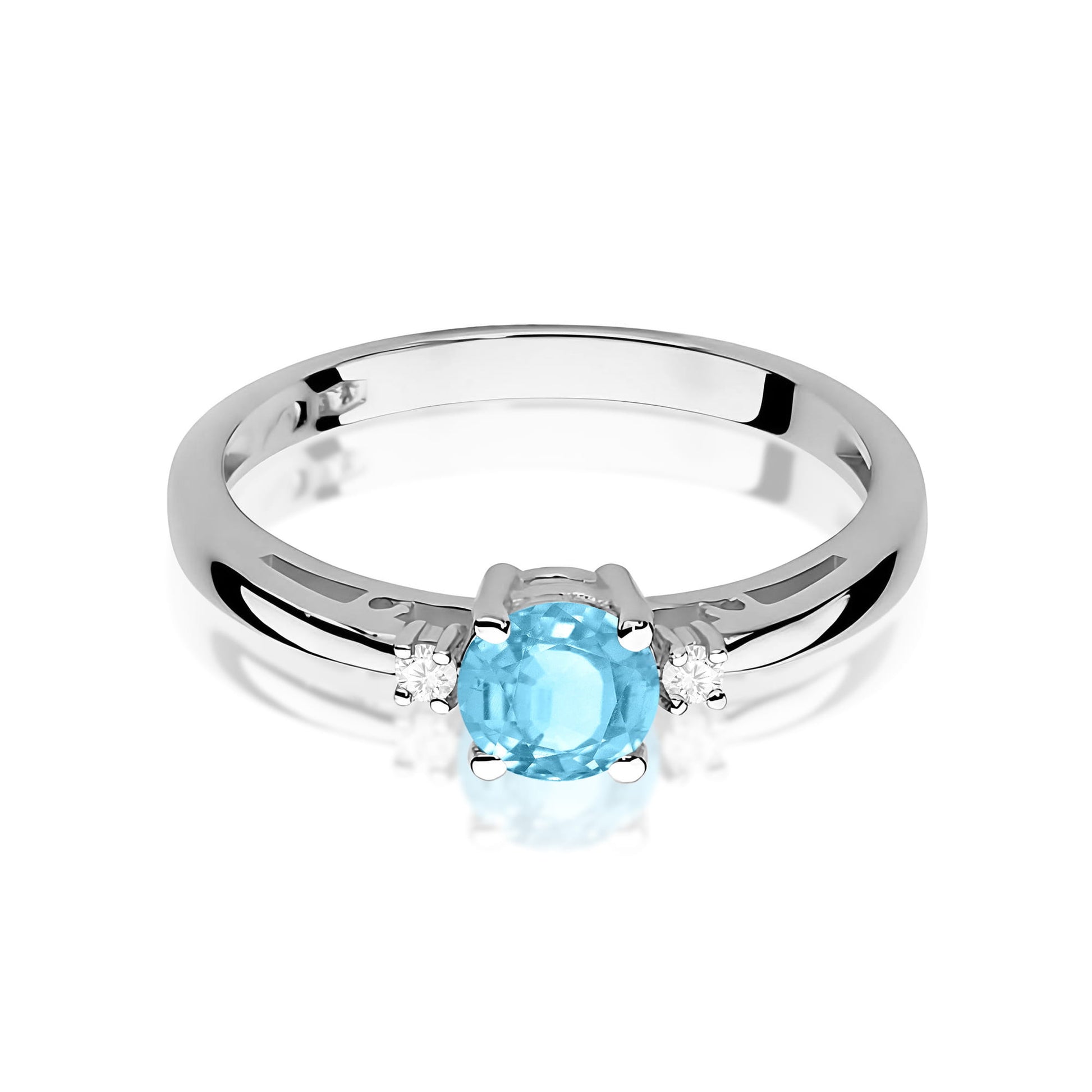 Inel Aur 9K cu Topaz Swiss 0.50 ct si Diamante Naturale 0.03 ct