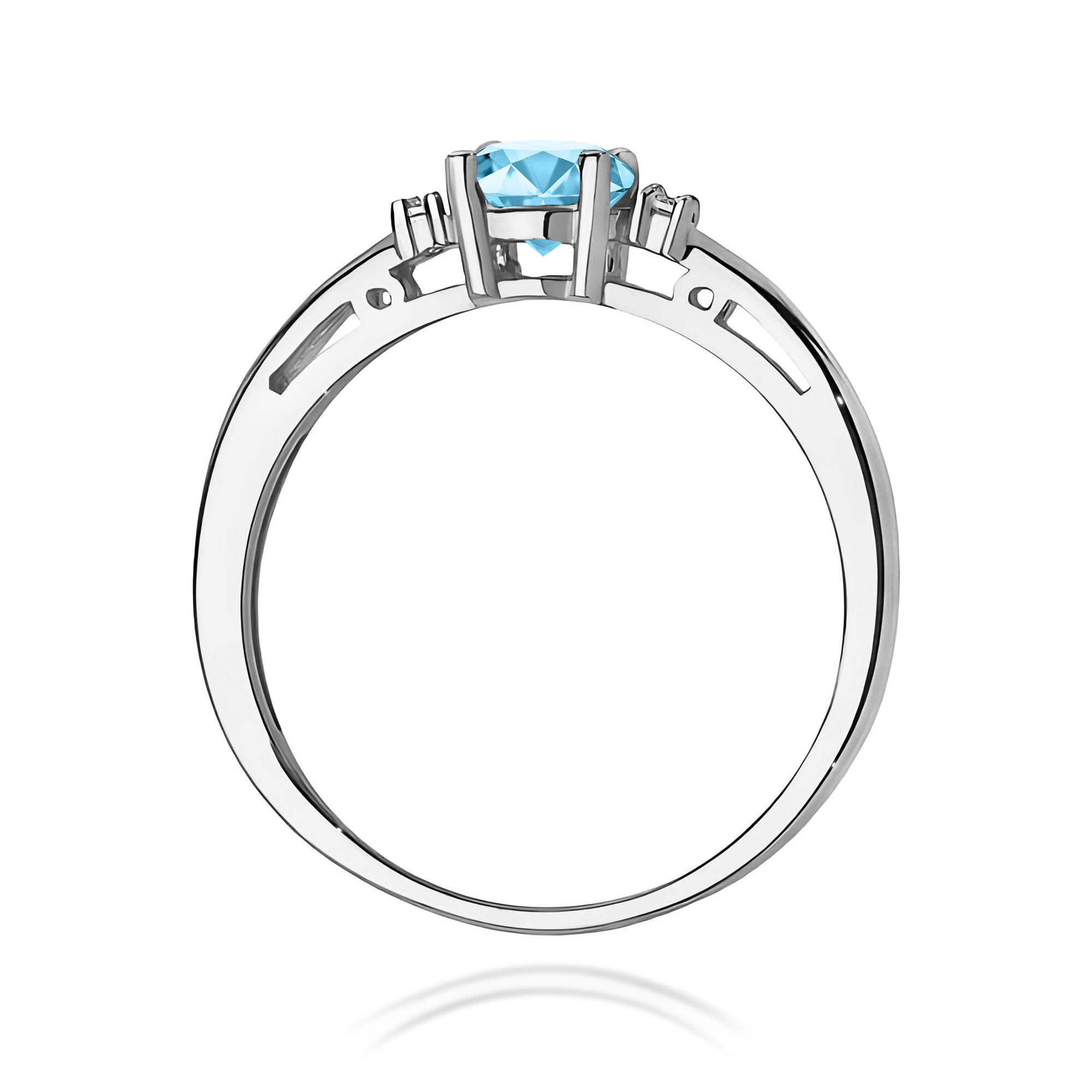 Inel Aur 9K cu Topaz Swiss 0.50 ct si Diamante Naturale 0.03 ct