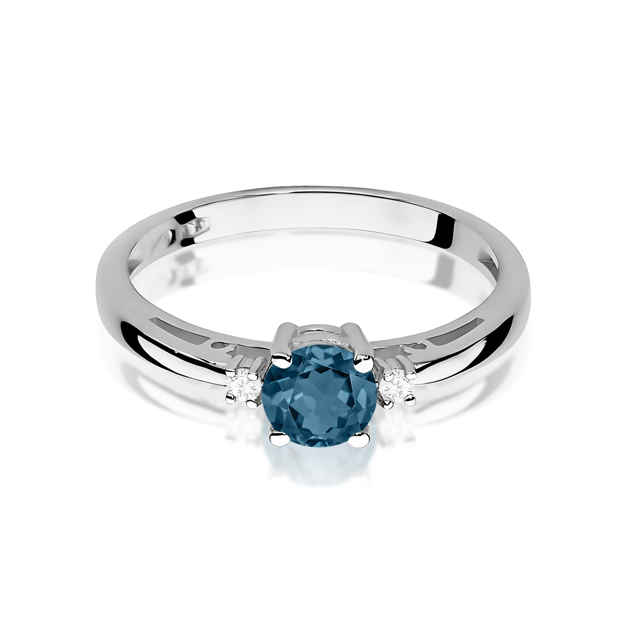 Inel Aur 9K cu Topaz London Blue 0.50 ct si Diamante Naturale 0.03 ct