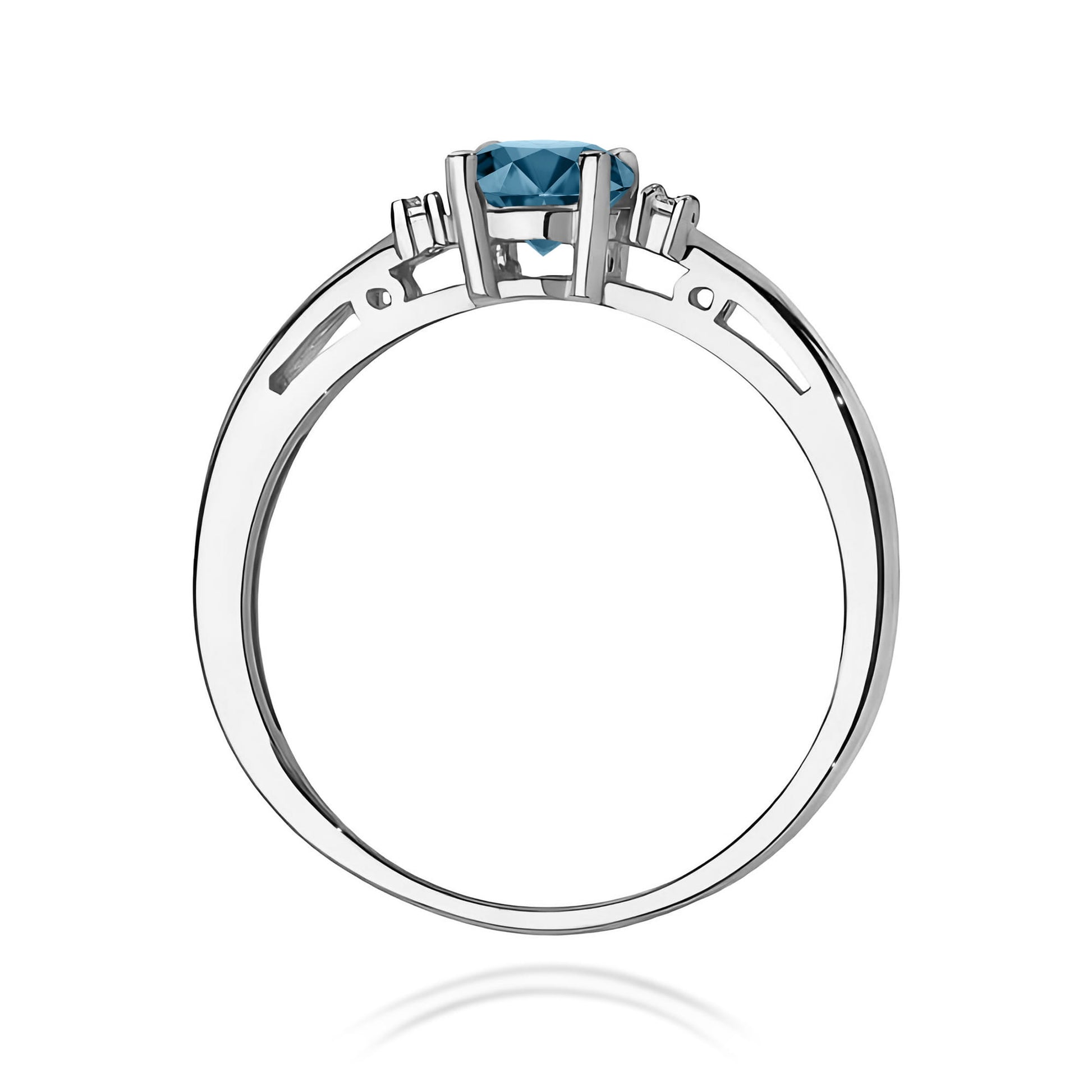 Inel Aur 9K cu Topaz London Blue 0.50 ct si Diamante Naturale 0.03 ct