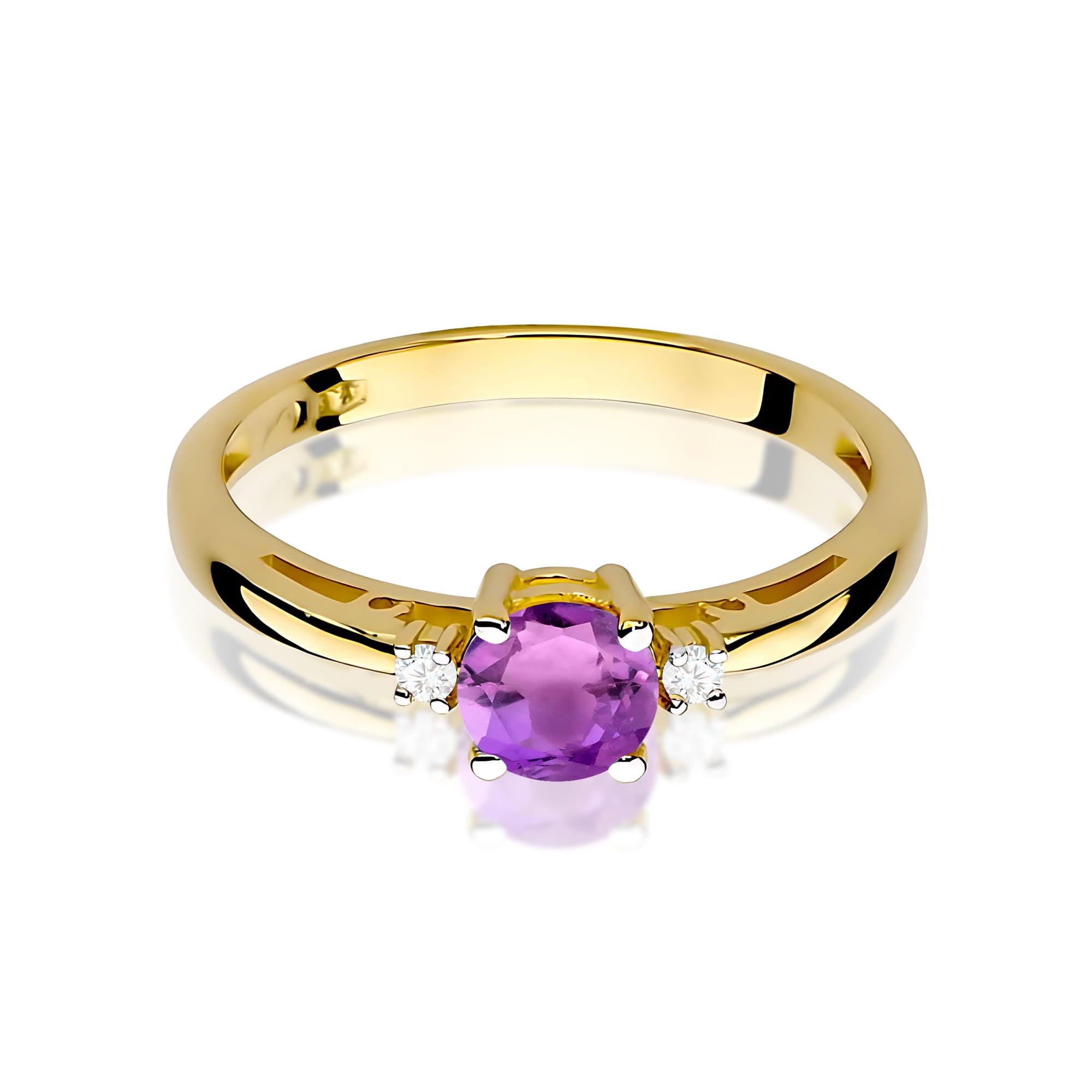 Inel Aur 9K cu Ametist 0.50 ct si Diamante Naturale 0.03 ct