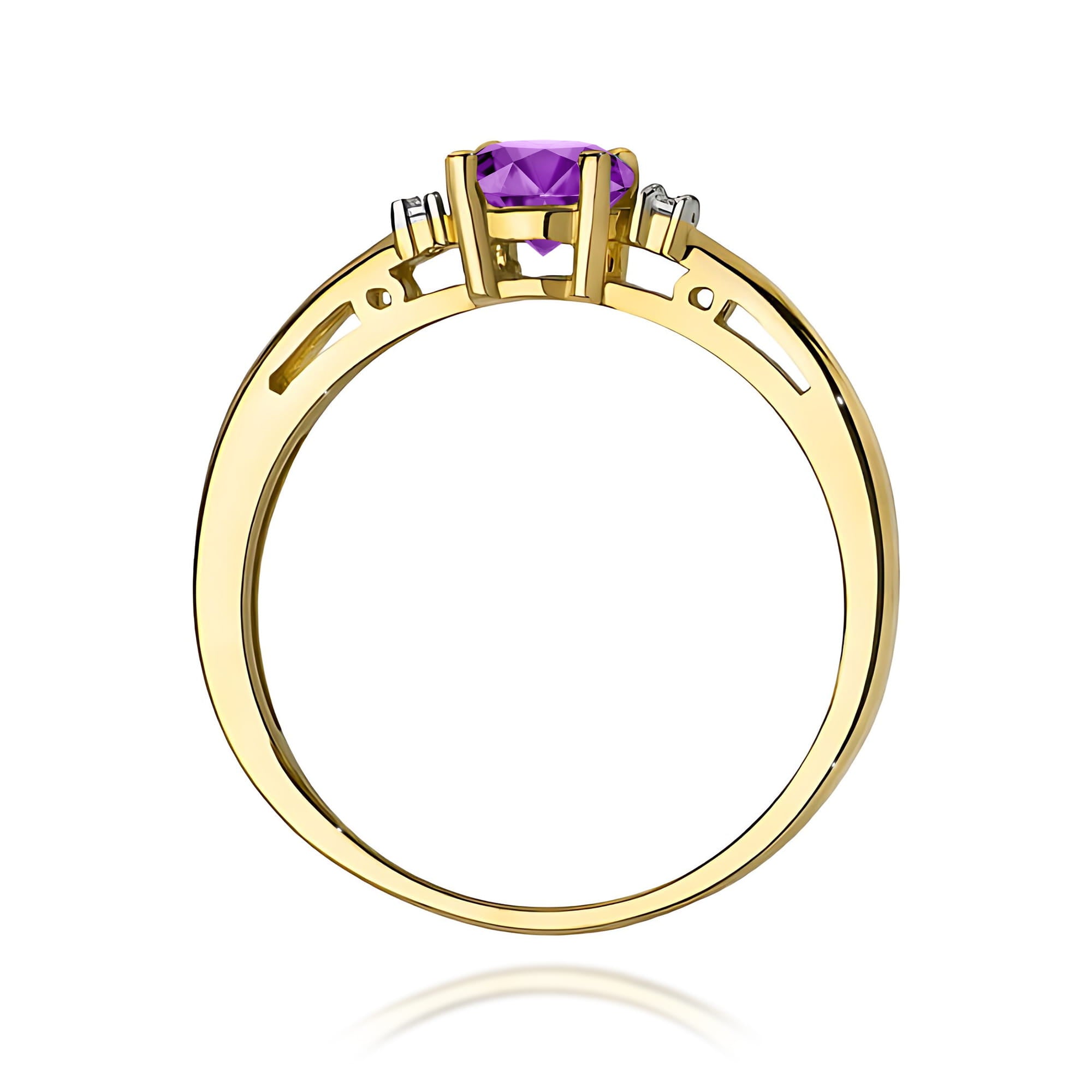 Inel Aur 9K cu Ametist 0.50 ct si Diamante Naturale 0.03 ct