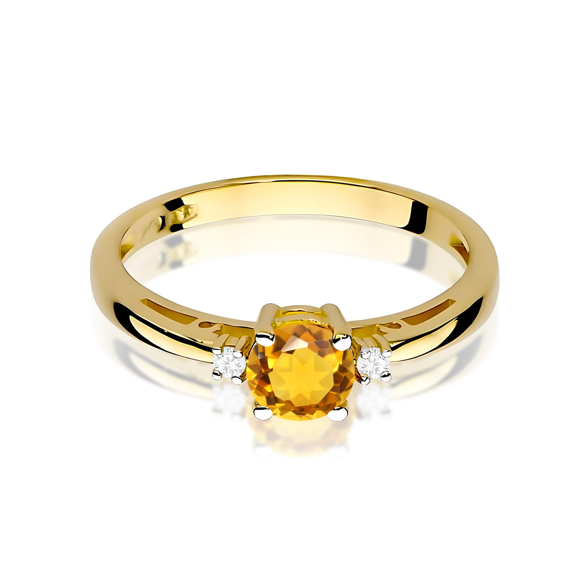 Inel Aur 9K cu Citrin 0.50 ct si Diamante Naturale 0.03 ct