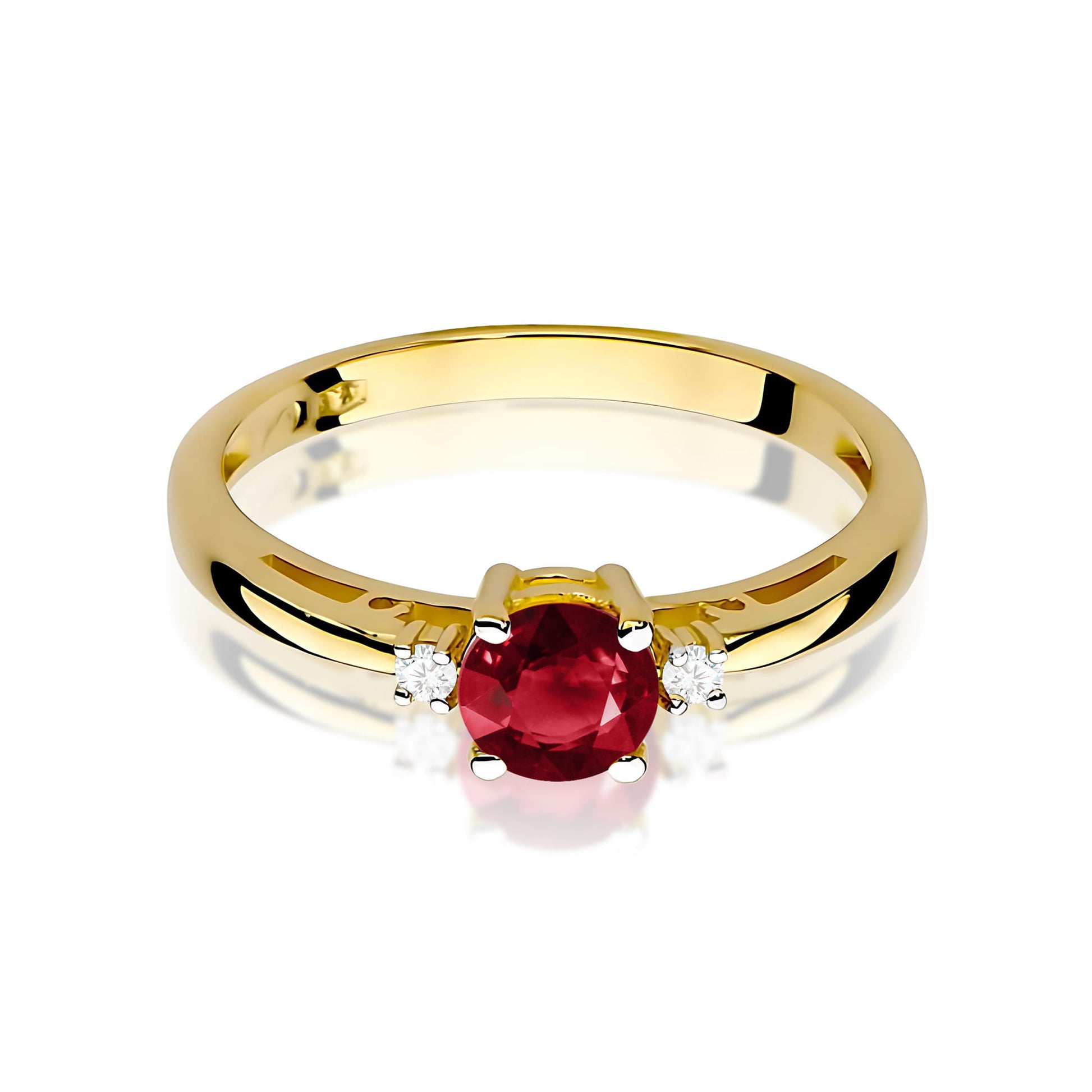 Inel Aur 9K cu Granat 0.60 ct si Diamante Naturale 0.03 ct