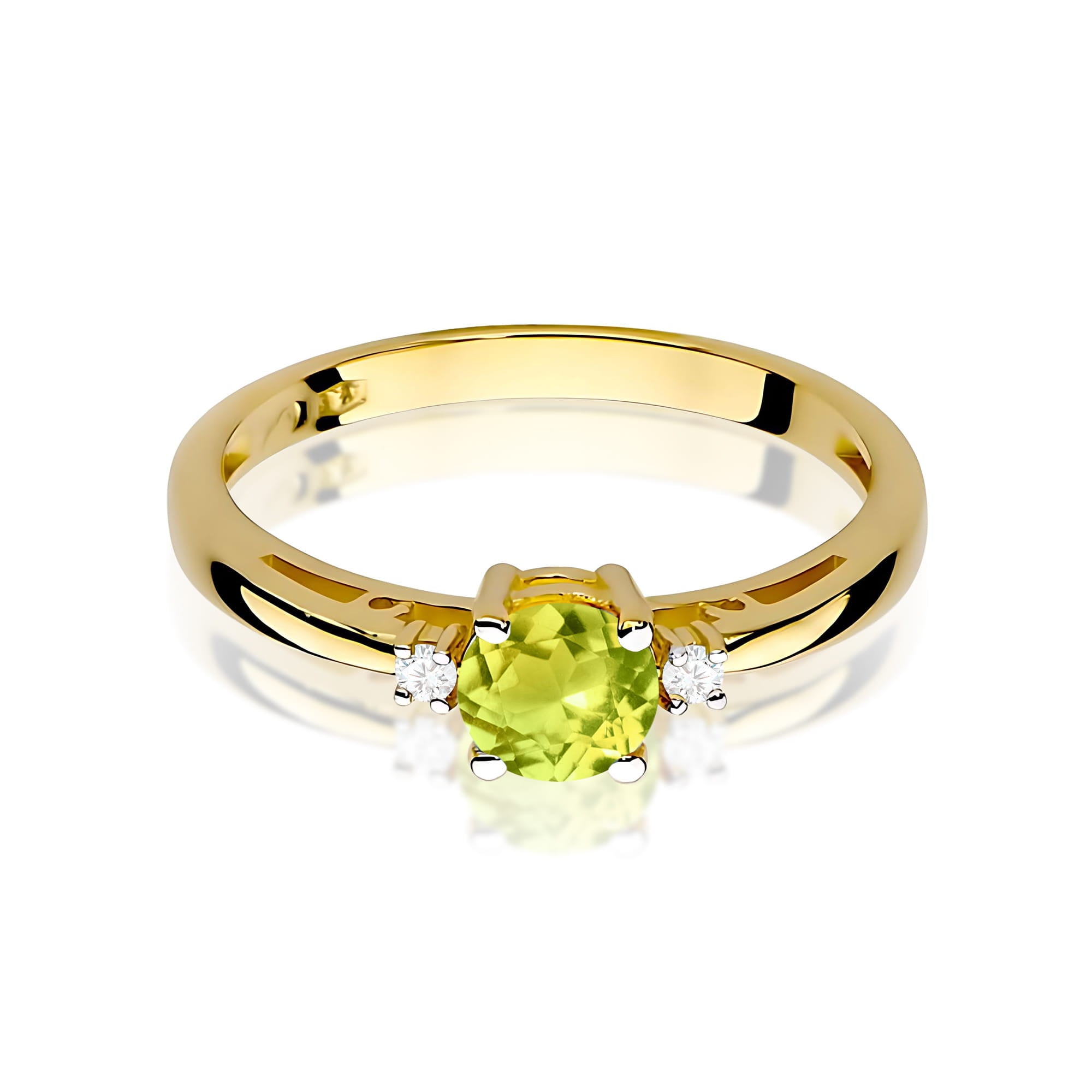 Inel Aur 9K cu Peridot 0.60 ct si Diamante Naturale 0.03 ct
