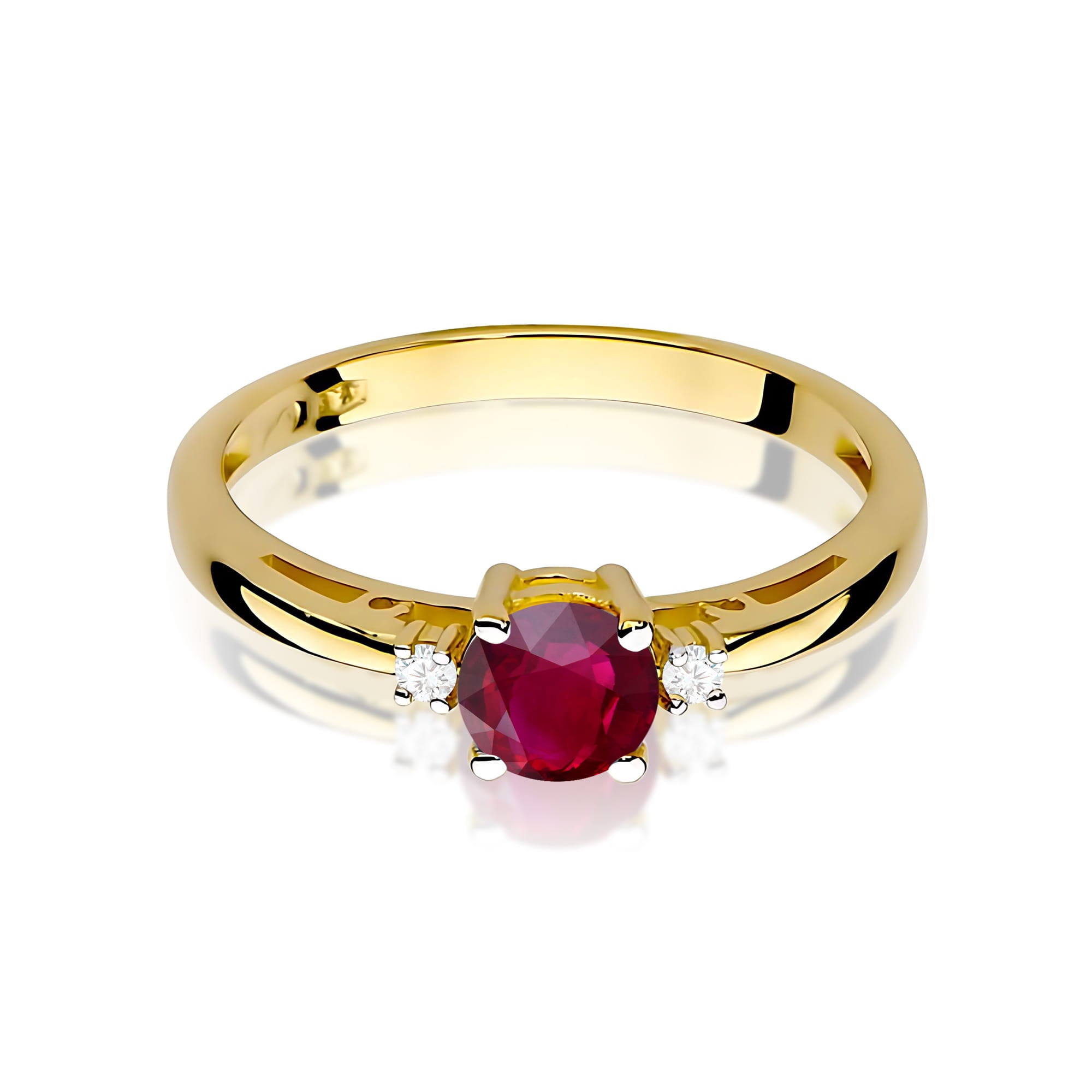 Inel Aur 9K cu Rubin 0.60 ct si Diamante Naturale 0.03 ct