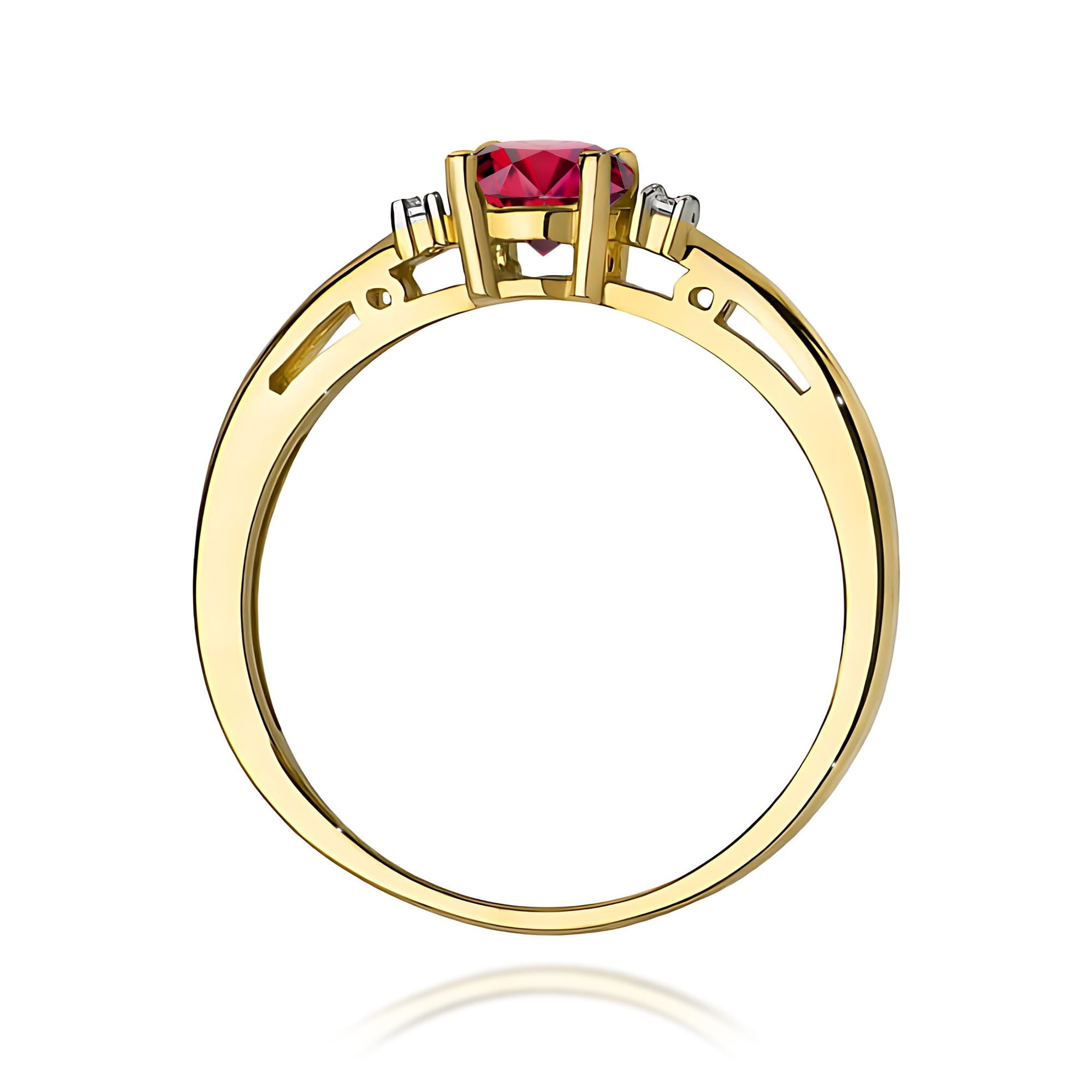 Inel Aur 9K cu Rubin 0.60 ct si Diamante Naturale 0.03 ct