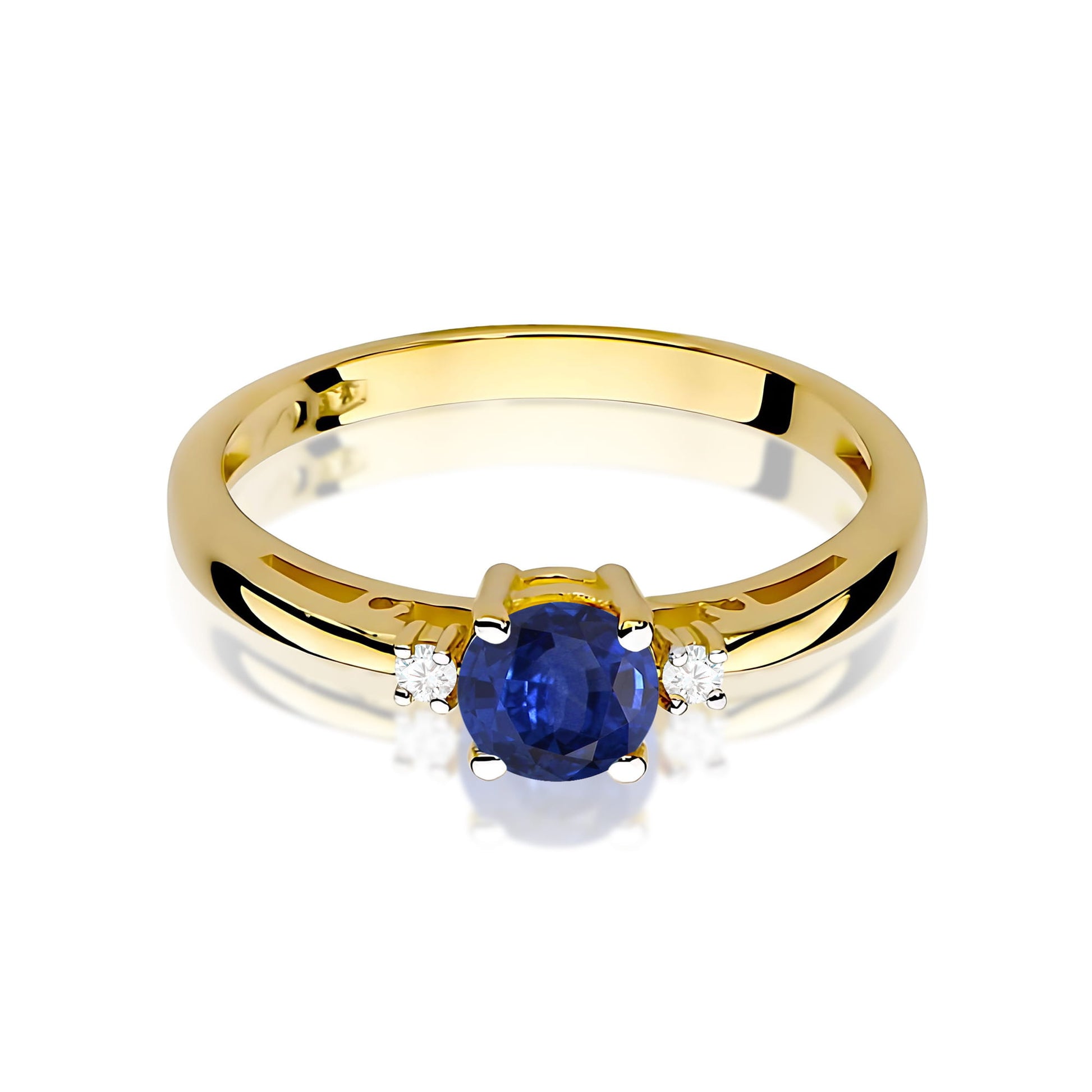 Inel Aur 9K cu Safir 0.50 ct si Diamante Naturale 0.03 ct