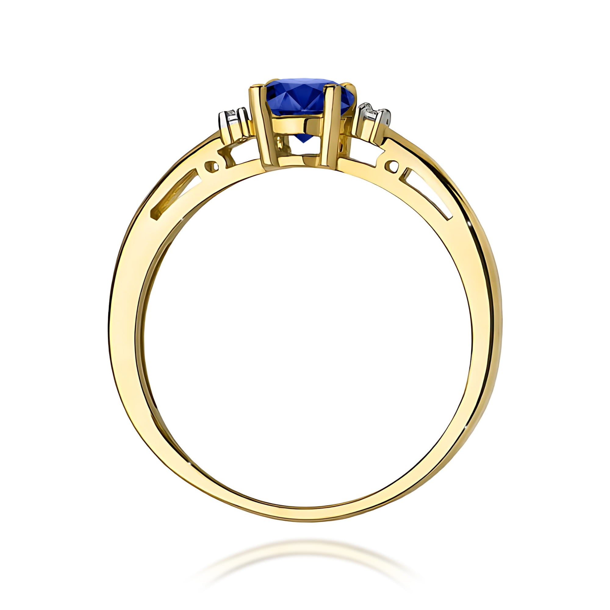 Inel Aur 9K cu Safir 0.50 ct si Diamante Naturale 0.03 ct