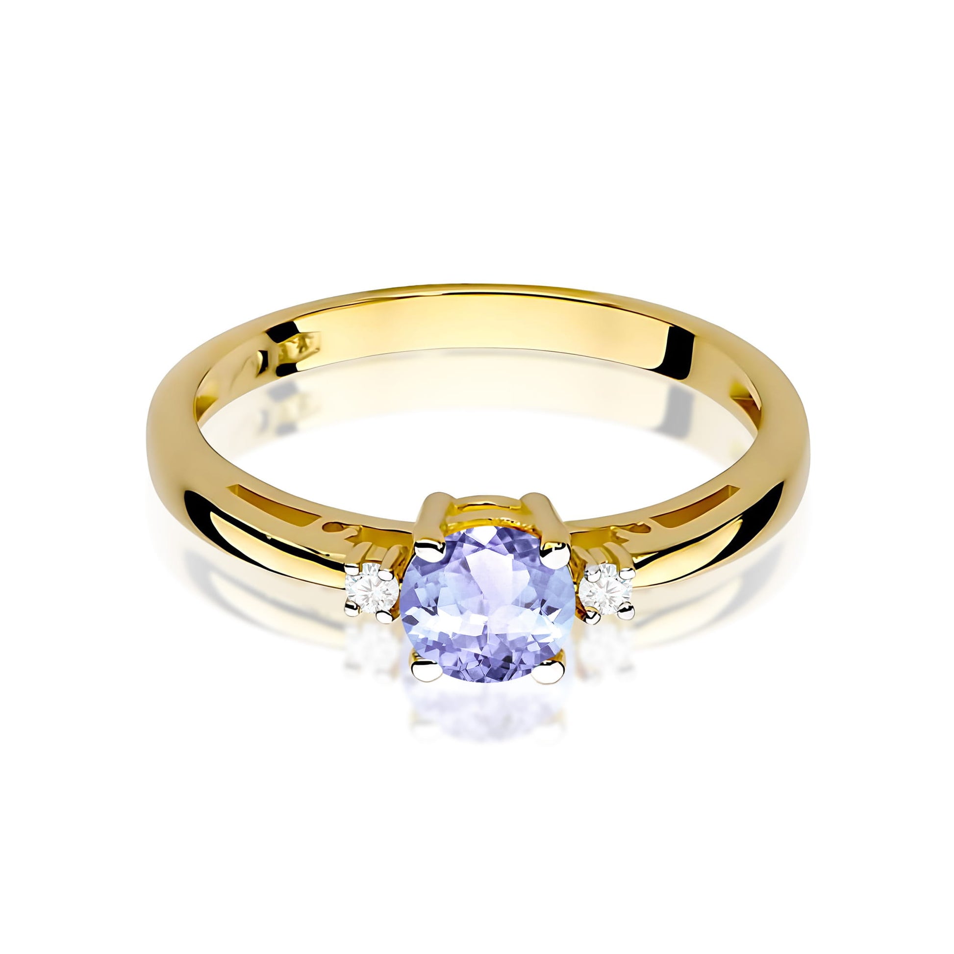 Inel Aur 9K cu Tanzanit 0.50 ct si Diamante Naturale 0.03 ct