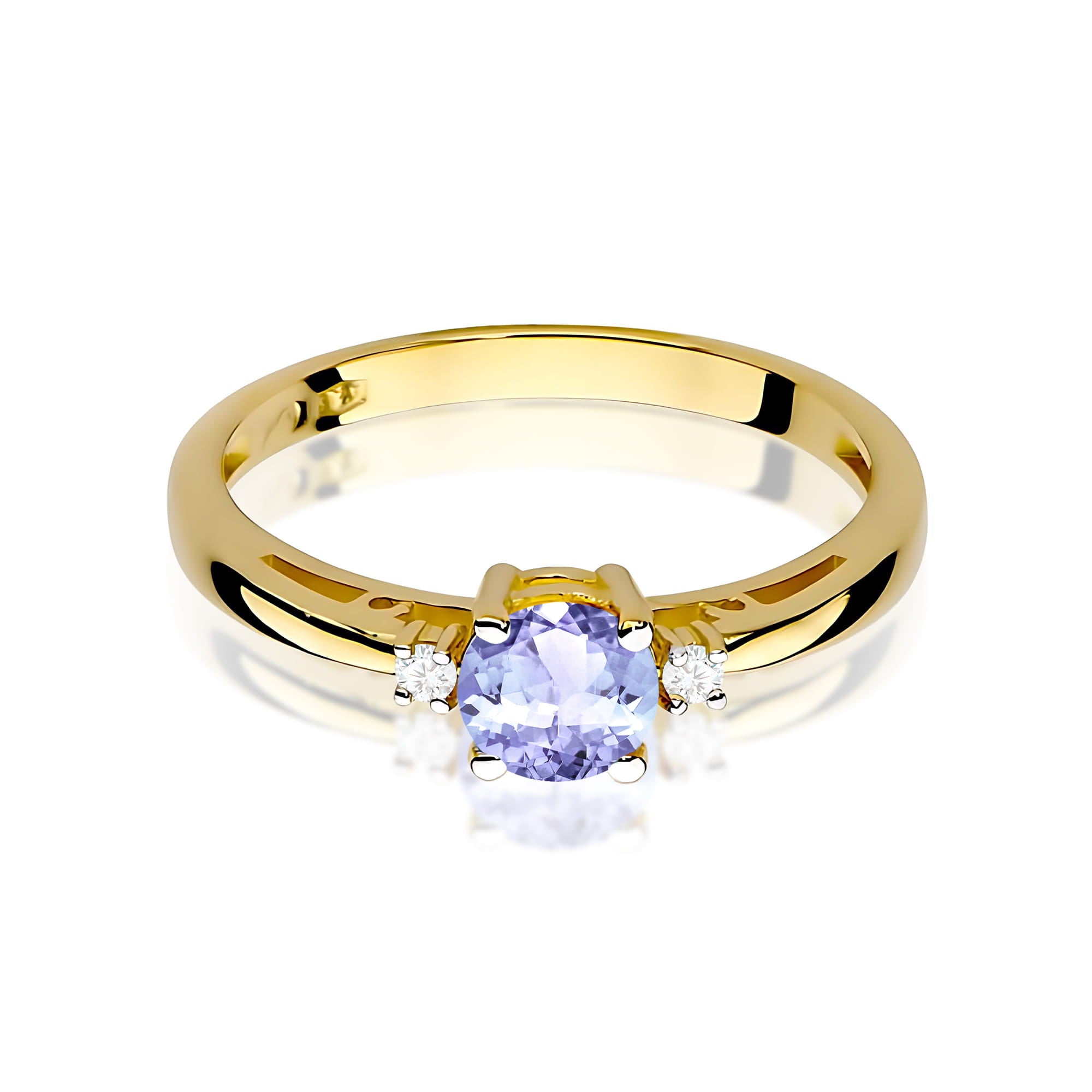 Inel Aur 9K cu Tanzanit 0.50 ct si Diamante Naturale 0.03 ct