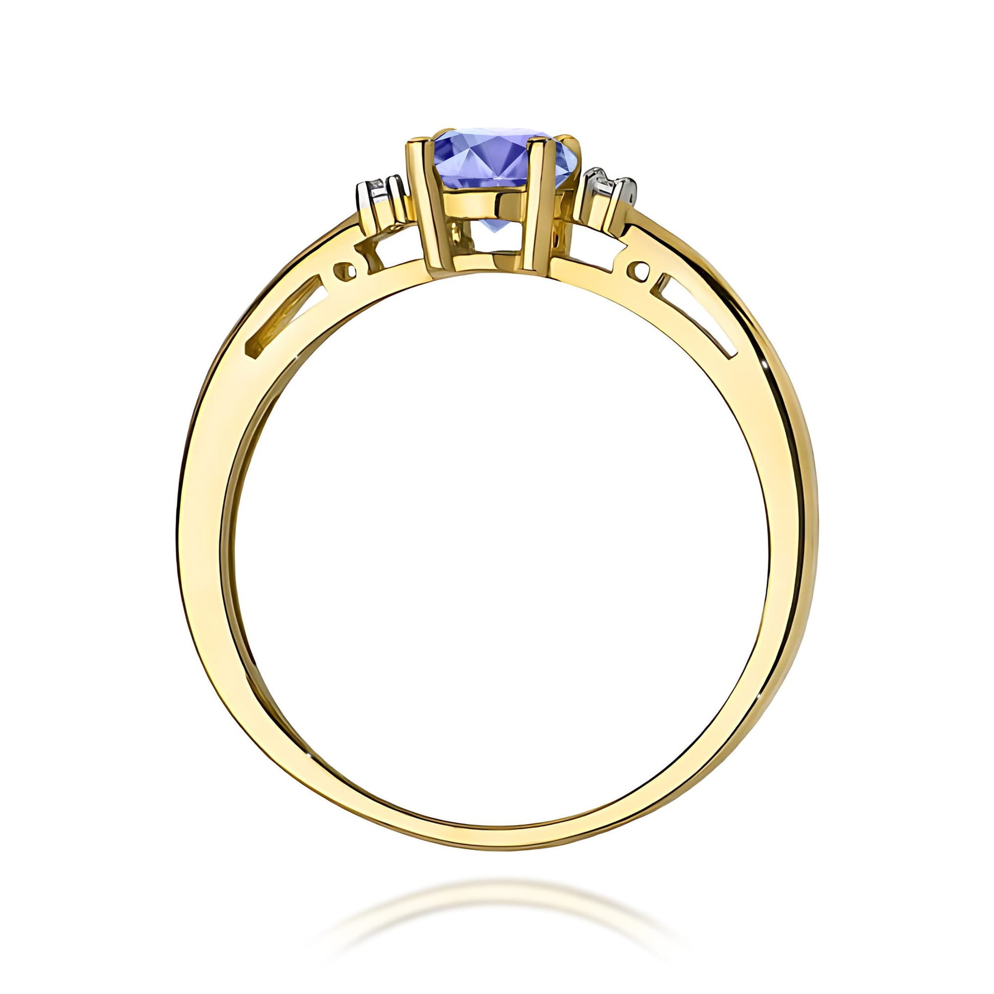 Inel Aur 9K cu Tanzanit 0.50 ct si Diamante Naturale 0.03 ct