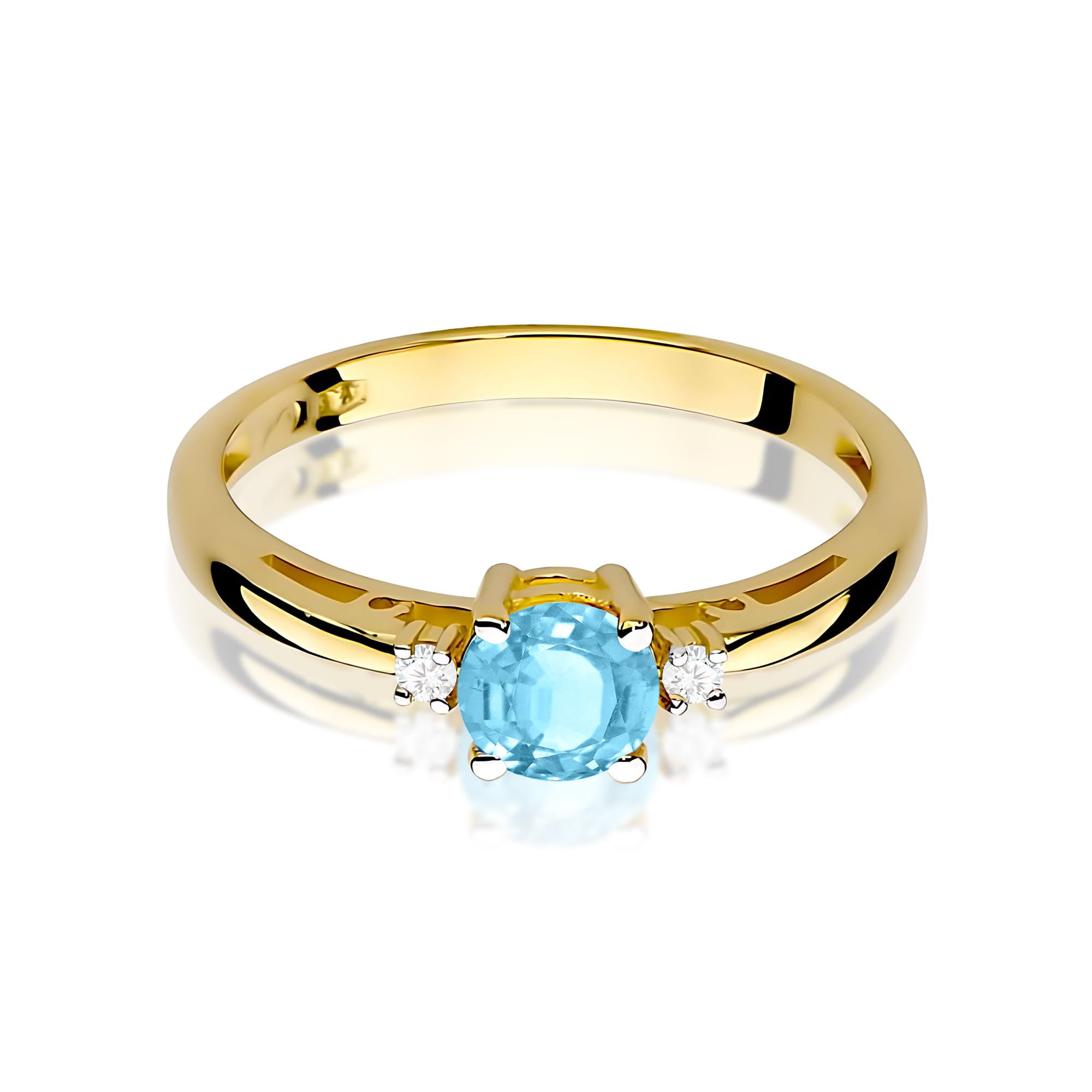 Inel Aur 9K cu Topaz Swiss 0.50 ct si Diamante Naturale 0.03 ct