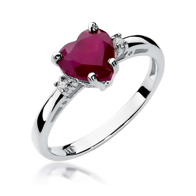 Inel Aur 9K cu Rubin 1.70 ct si Diamante Naturale 0.03 ct