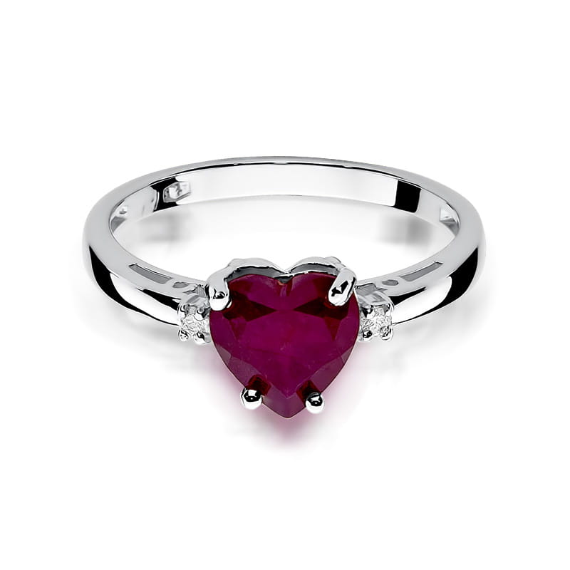 Inel Aur 9K cu Rubin 1.70 ct si Diamante Naturale 0.03 ct