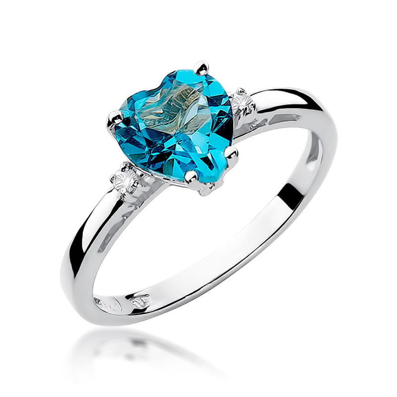 Inel Aur 9K cu Topaz Swiss 1.20 ct si Diamante Naturale 0.03 ct