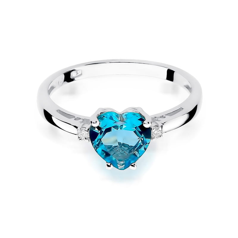 Inel Aur 9K cu Topaz Swiss 1.20 ct si Diamante Naturale 0.03 ct