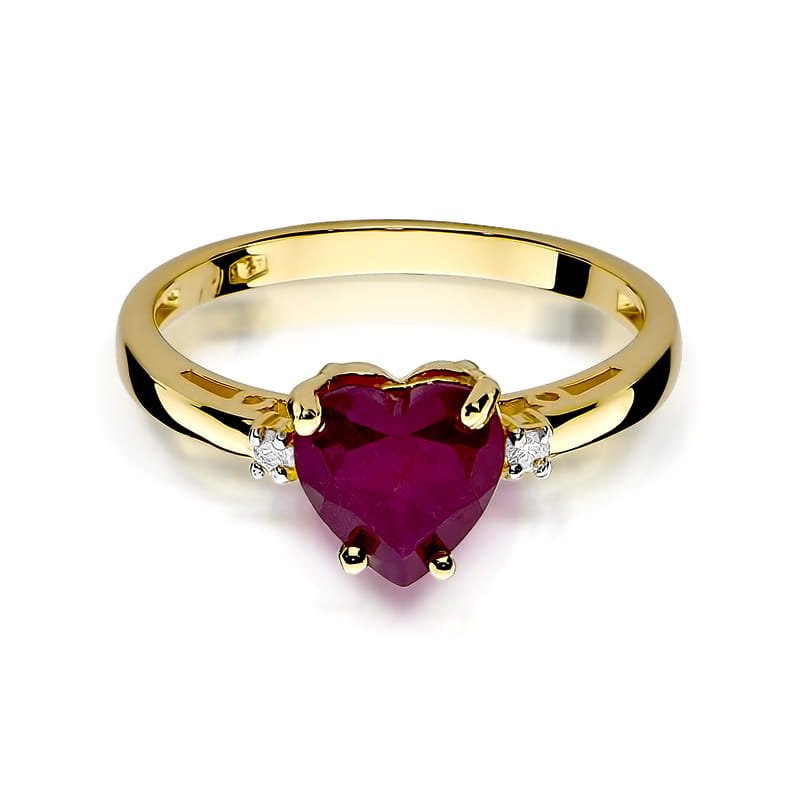 Inel Aur 9K cu Rubin 1.70 ct si Diamante Naturale 0.03 ct