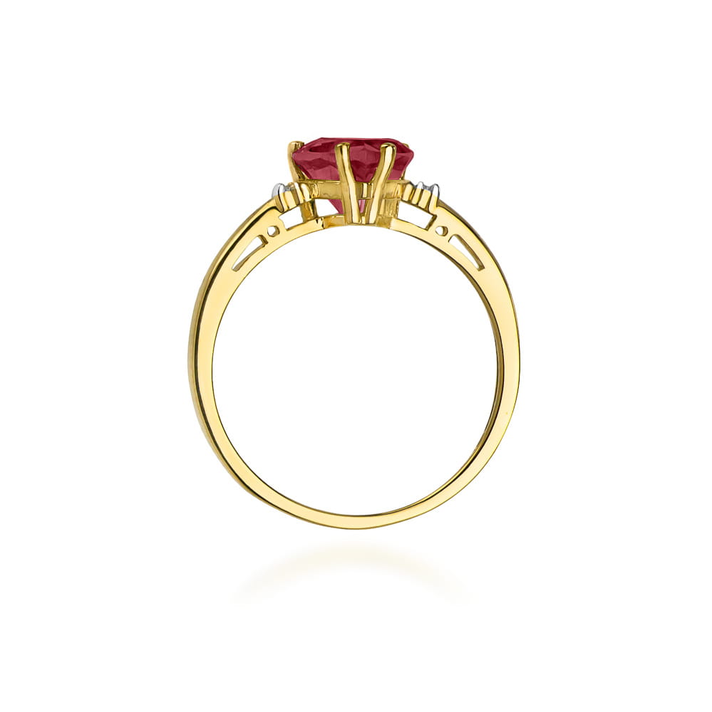 Inel Aur 9K cu Rubin 1.70 ct si Diamante Naturale 0.03 ct