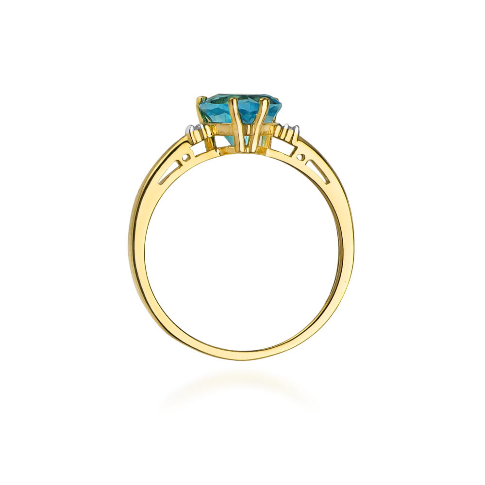 Inel Aur 9K cu Topaz Swiss 1.20 ct si Diamante Naturale 0.03 ct