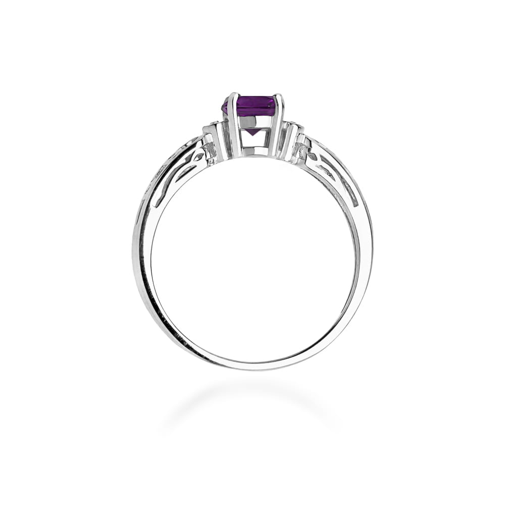 Inel Aur 9K cu Ametist 0.50 ct si Diamante Naturale 0.02 ct