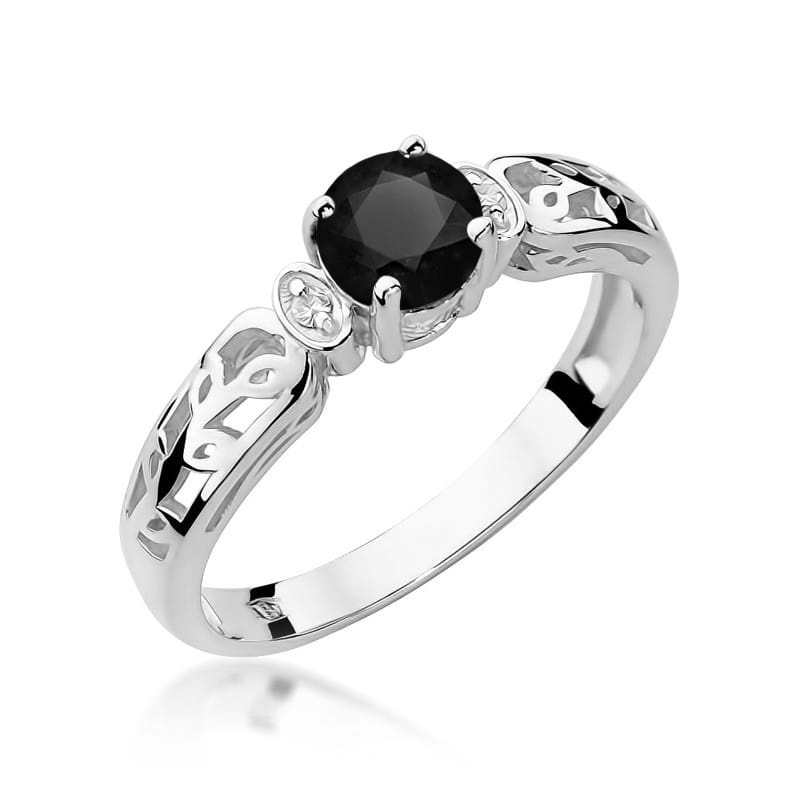 Inel Aur 9K cu Diamante Naturale Albe si Negre 0.52 ct