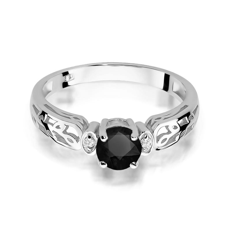 Inel Aur 9K cu Diamante Naturale Albe si Negre 0.52 ct