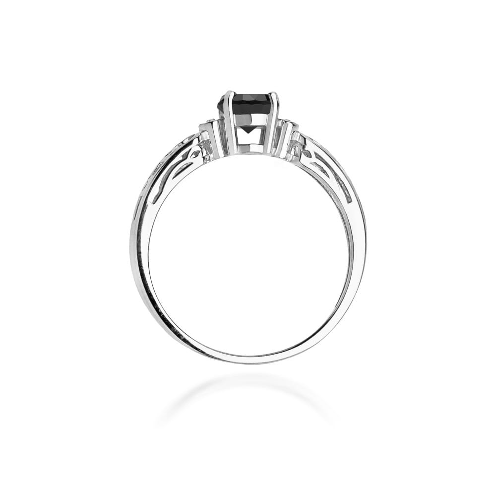 Inel Aur 9K cu Diamante Naturale Albe si Negre 0.52 ct