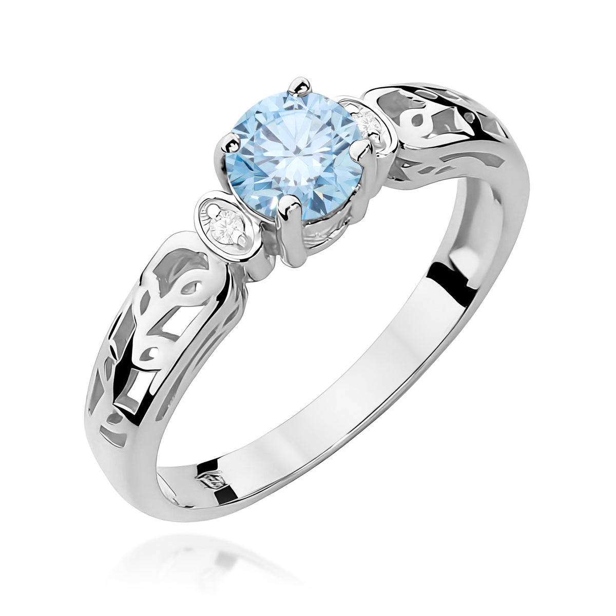Inel Aur 9K cu Diamante Albastru de Laborator 0.52 ct