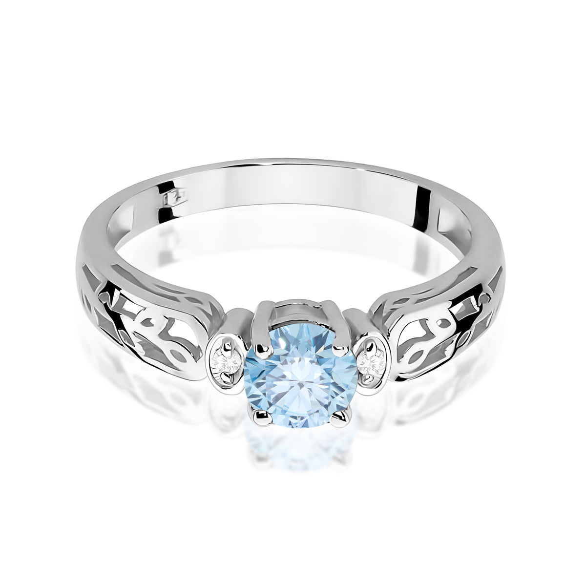 Inel Aur 9K cu Diamante Albastru de Laborator 0.52 ct