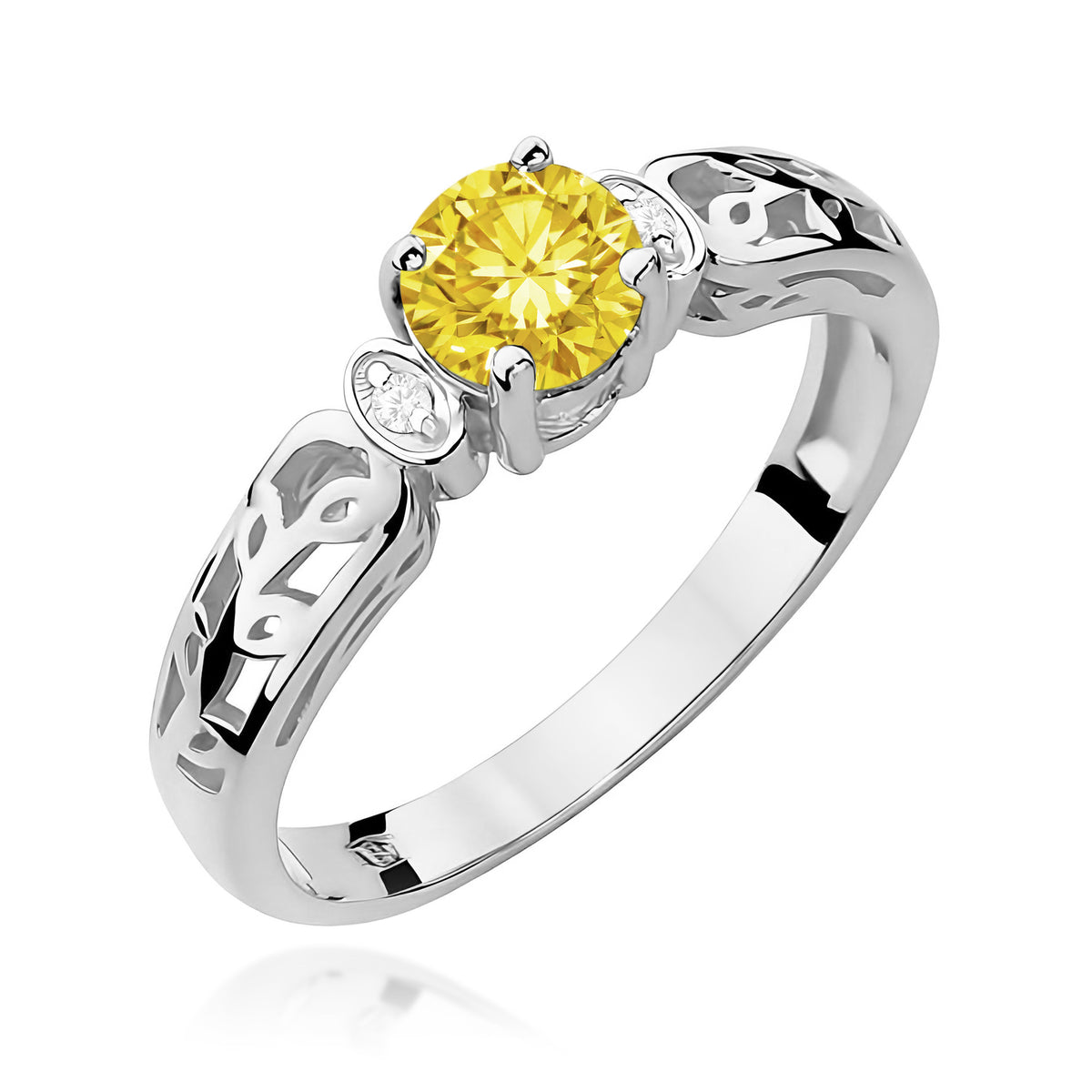 Inel Aur 9K cu Diamante Galben de Laborator 0.52 ct