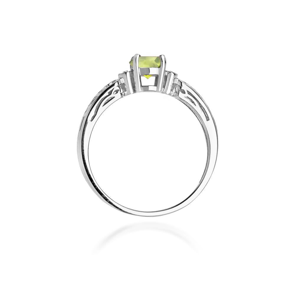 Inel Aur 9K cu Peridot 0.60 ct si Diamante Naturale 0.02 ct