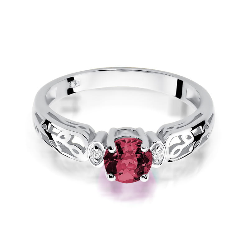 Inel Aur 9K cu Rubin 0.60 ct si Diamante Naturale 0.02 ct