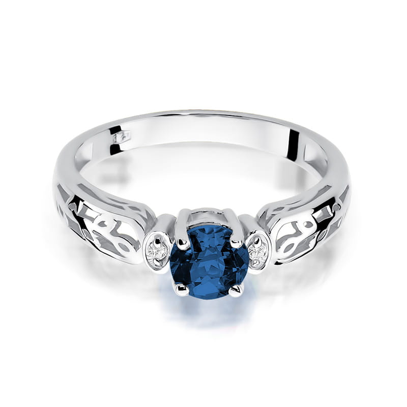 Inel Aur 9K cu Safir 0.50 ct si Diamante Naturale 0.02 ct