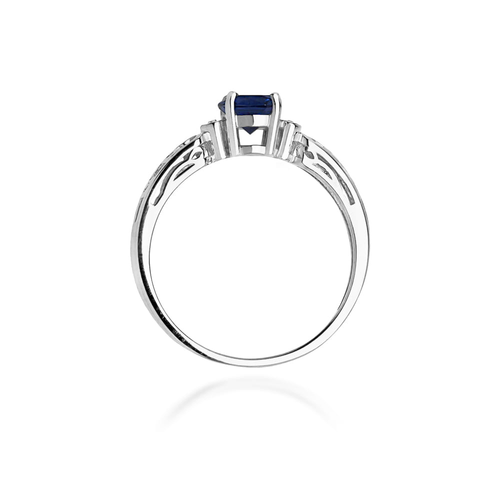 Inel Aur 9K cu Safir 0.50 ct si Diamante Naturale 0.02 ct