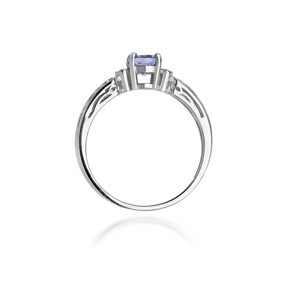 Inel Aur 9K cu Tanzanit 0.50 ct si Diamante Naturale 0.02 ct