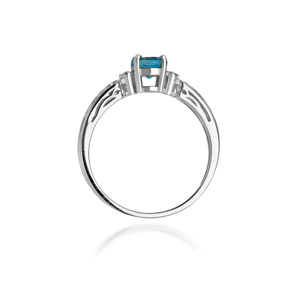 Inel Aur 9K cu Topaz Swiss 0.50 ct si Diamante Naturale 0.02 ct