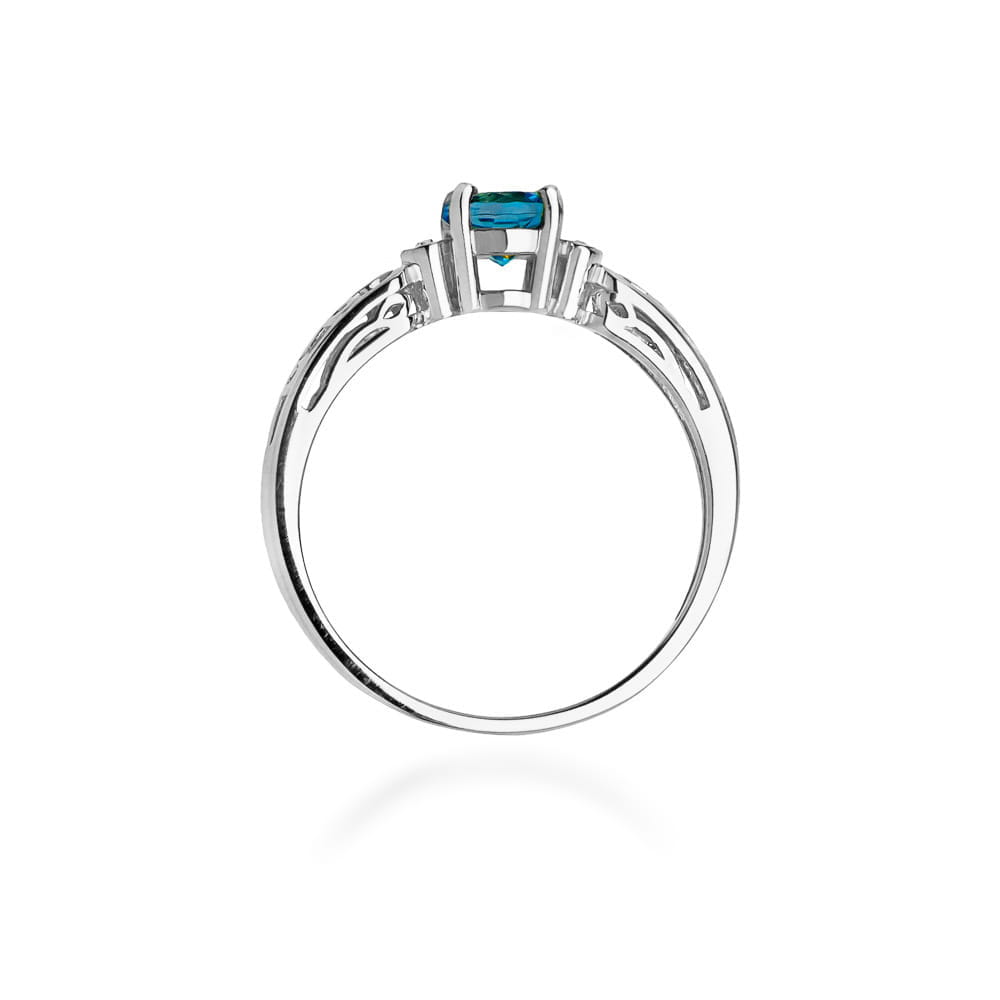 Inel Aur 9K cu Topaz London Blue 0.50 ct si Diamante Naturale 0.02 ct