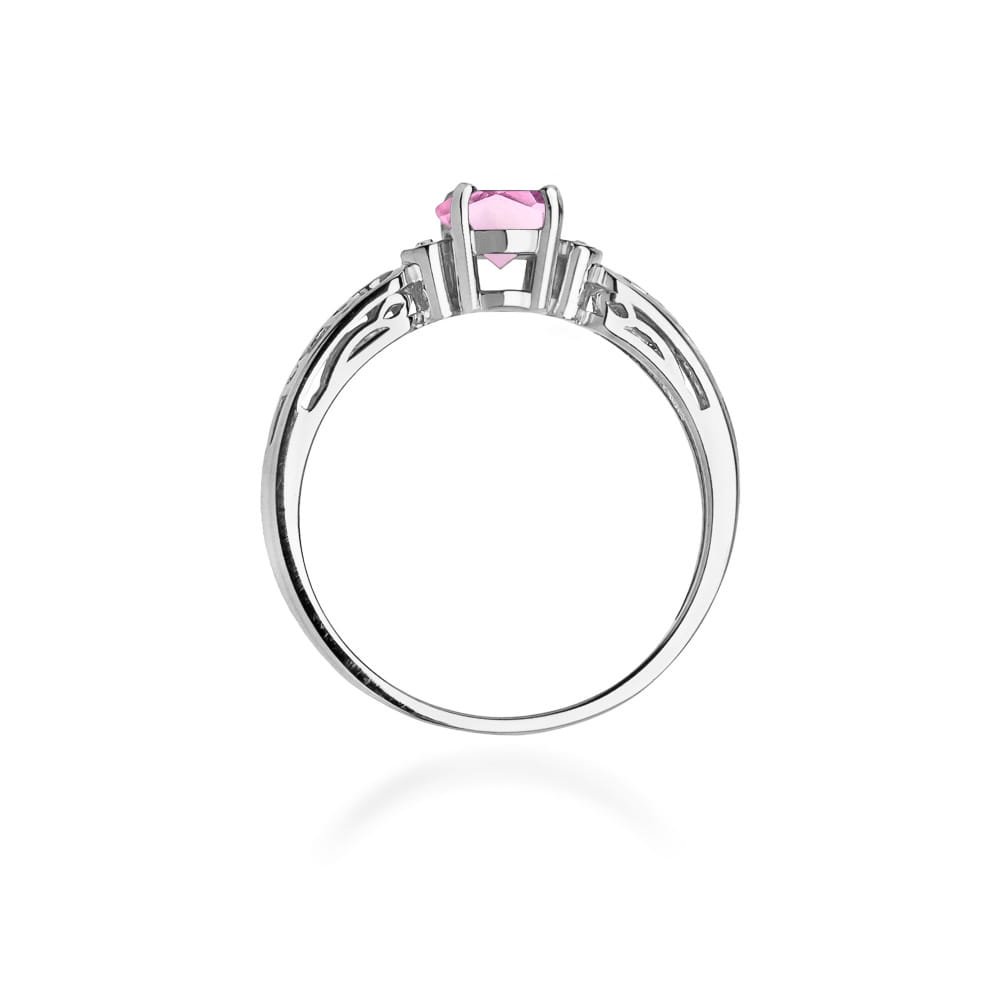 Inel Aur 9K cu Topaz Roz 0.60 ct si Diamante Naturale 0.02 ct