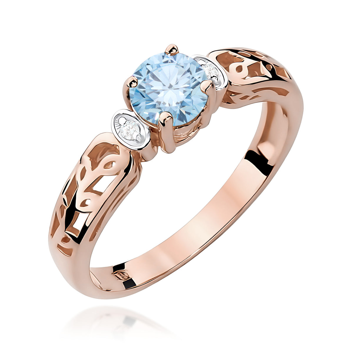 Inel Aur 14K cu Diamante Albastru de Laborator 0.52 ct