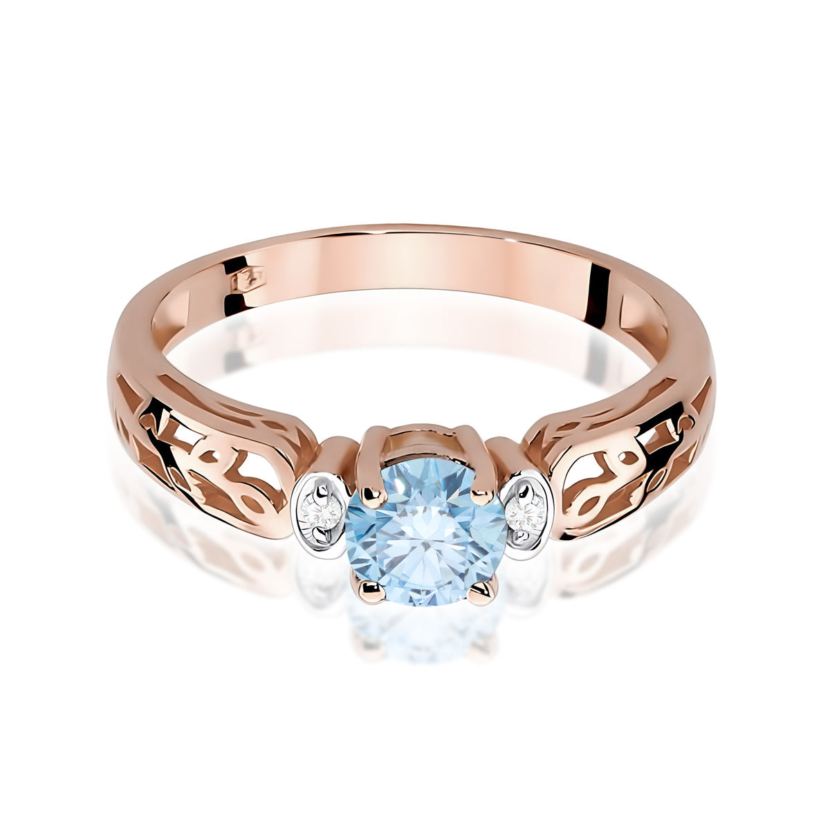Inel Aur 14K cu Diamante Albastru de Laborator 0.52 ct