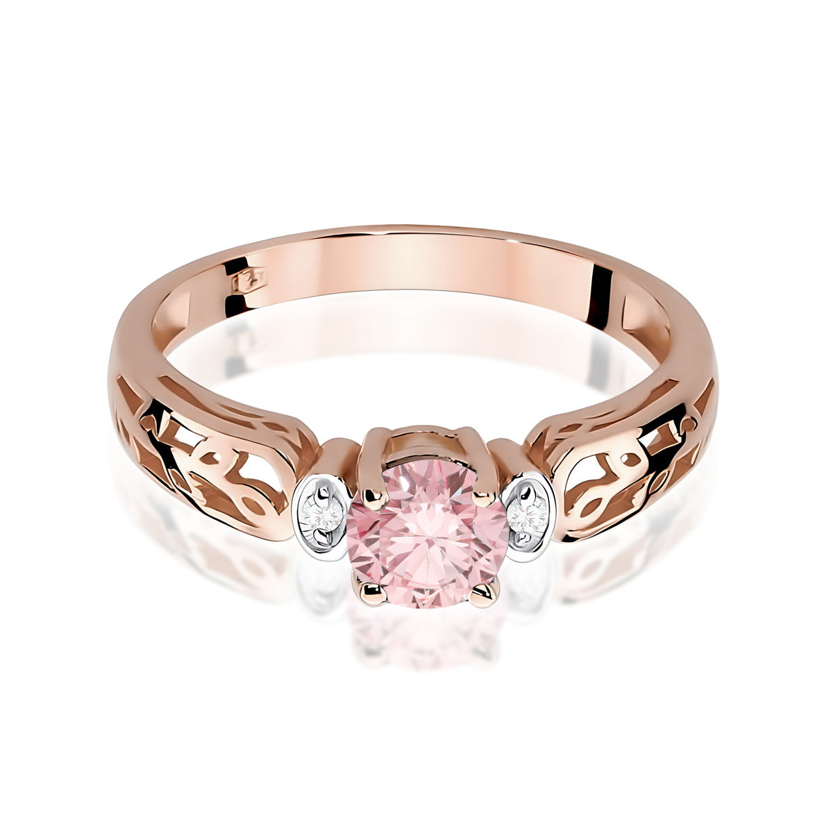 Inel Aur 14K cu Diamante Roz de Laborator 0.52 ct
