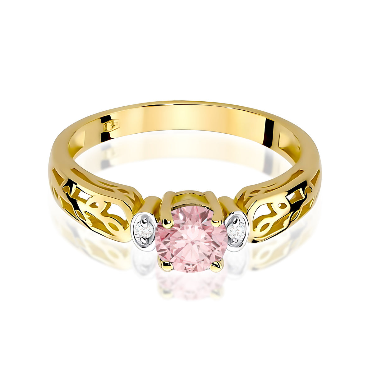 Inel Aur 14K cu Diamante Roz de Laborator 0.52 ct