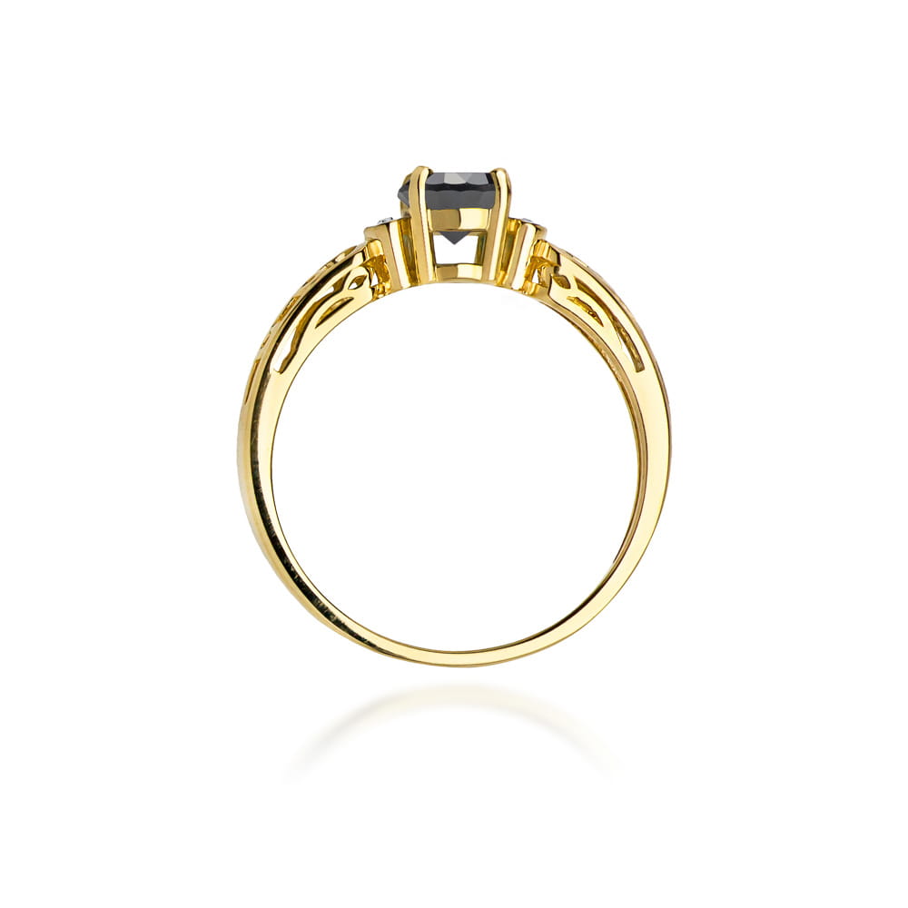 Inel Aur 9K cu Diamante Naturale Albe si Negre 0.52 ct