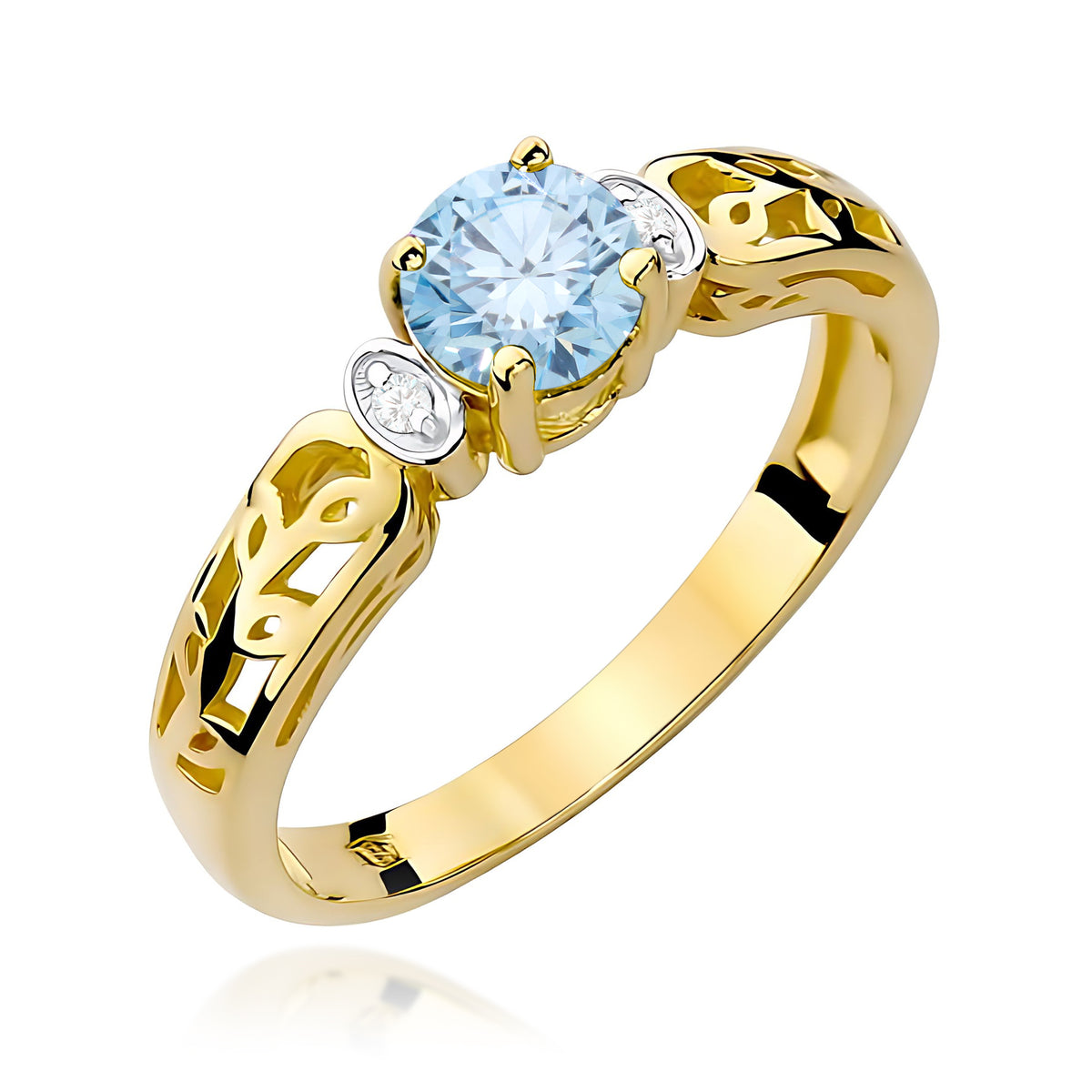 Inel Aur 9K cu Diamante Albastru de Laborator 0.52 ct