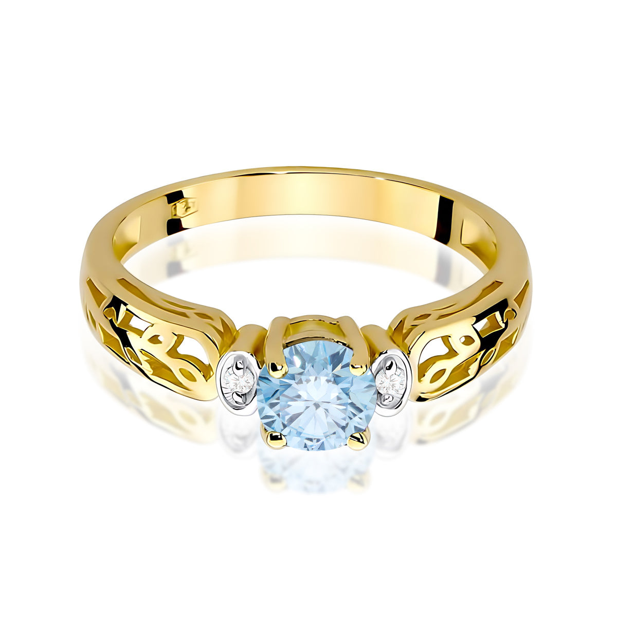 Inel Aur 9K cu Diamante Albastru de Laborator 0.52 ct