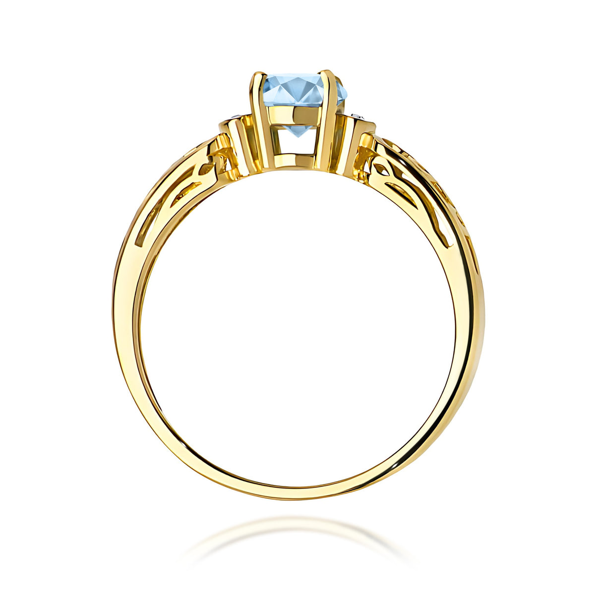 Inel Aur 9K cu Diamante Albastru de Laborator 0.52 ct