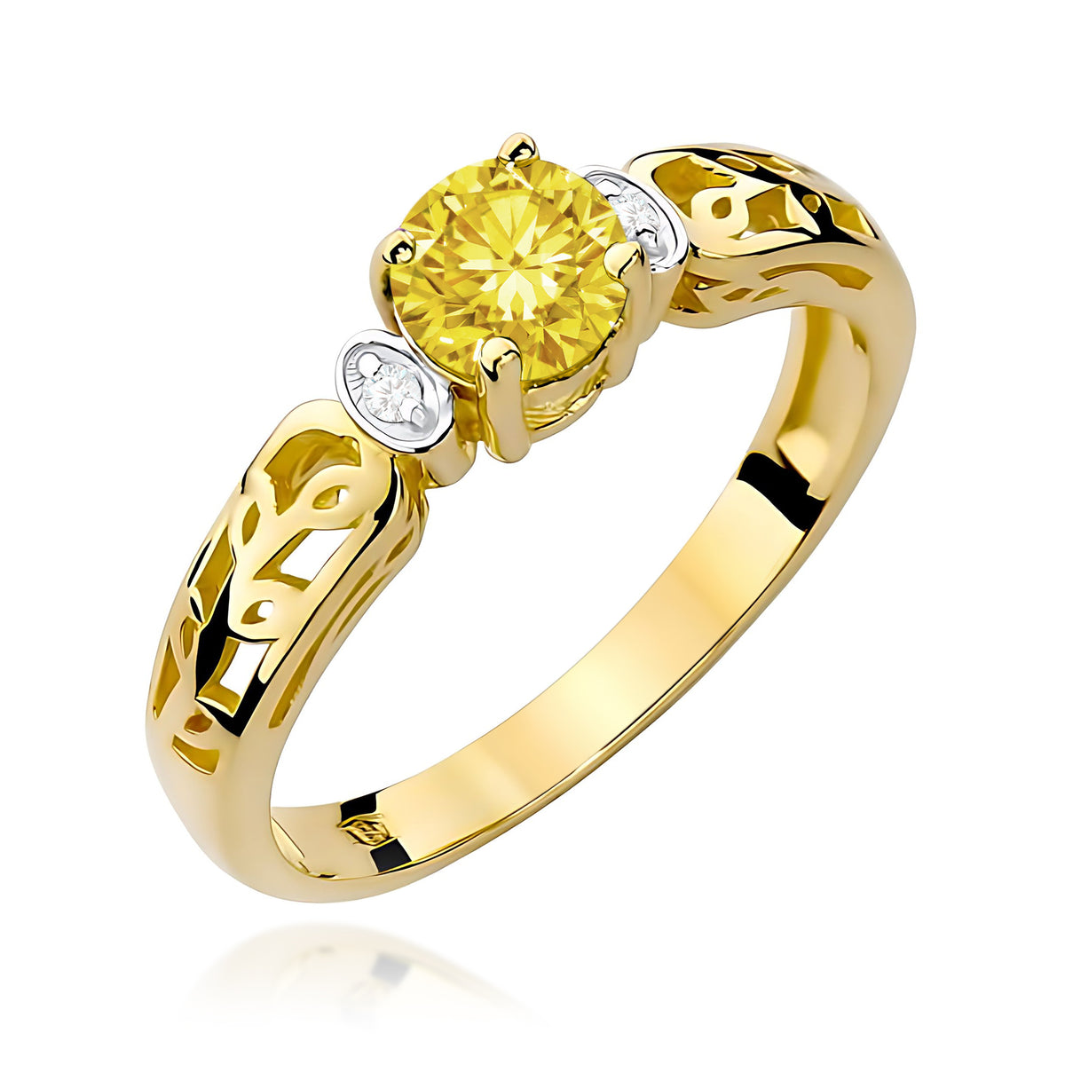 Inel Aur 9K cu Diamante Galben de Laborator 0.52 ct